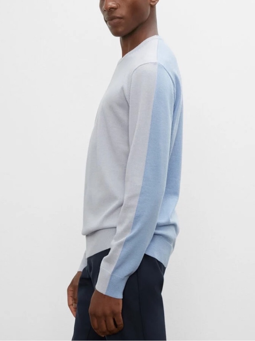 Club Monaco Light Blue Colorblock Crewneck Sweater